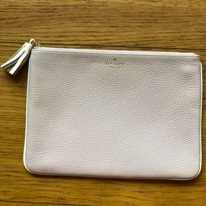 Kate Spade Pebbled leather nude/blush Tassel Pouch